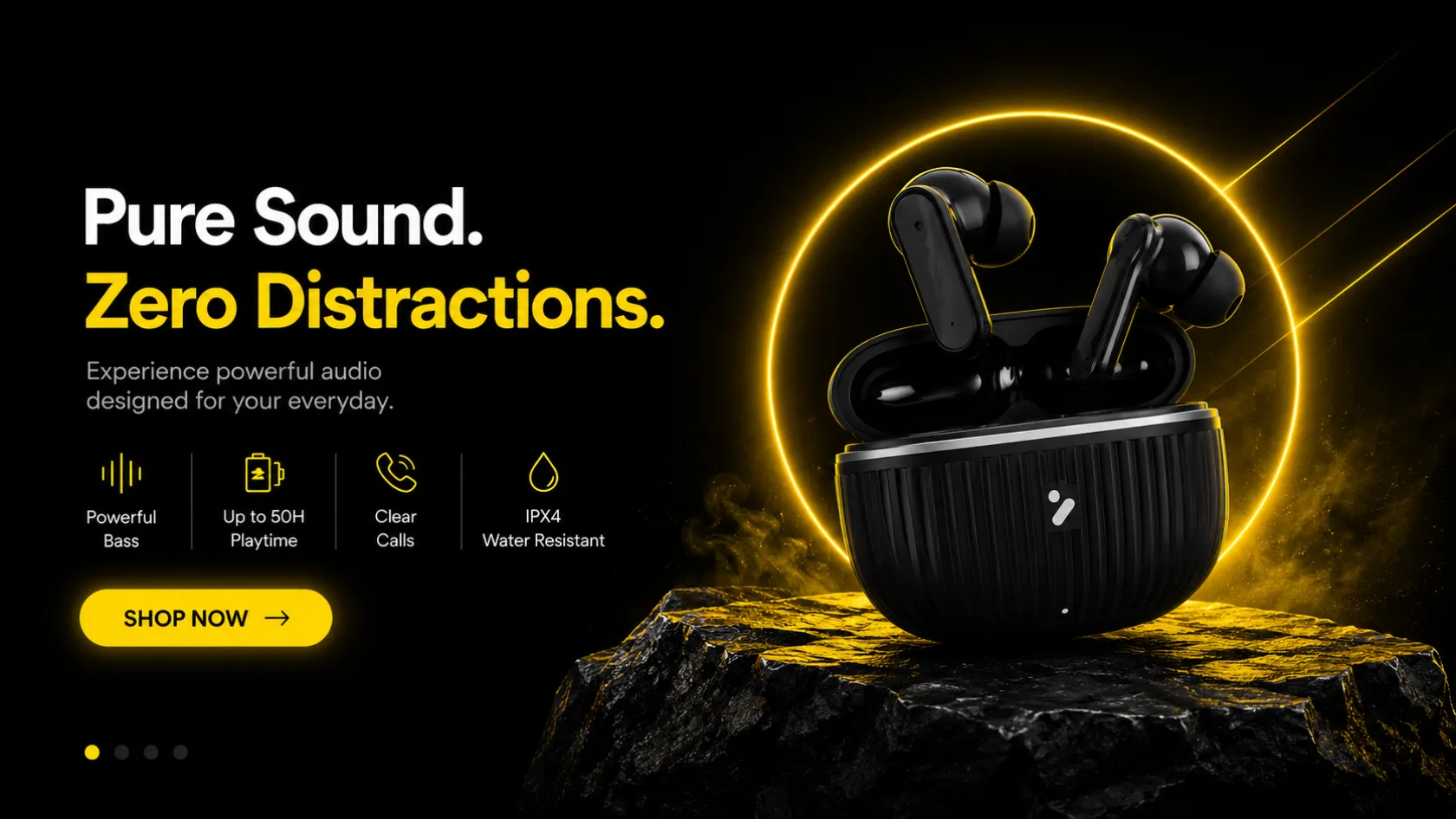 Pure sound, zero distractions — Arrow earbuds with powerful bass, up to 50H playtime, clear calls and IPX4 water resistance. Shop now.